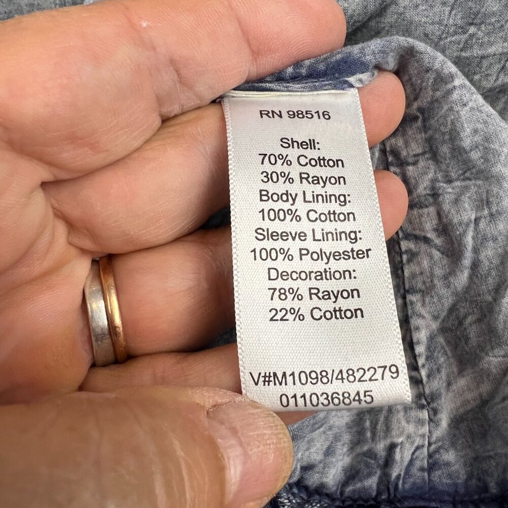 Coldwater Creek‎ Blue Jacquard BrocadeTapestry Open Front Jacket Size L - Picture 6 of 7